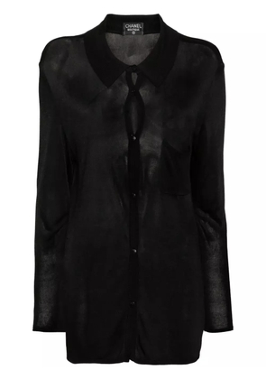 CHANEL Pre-Owned 2000s fine-knit semi-sheer shirt - Black