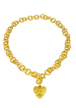 CHANEL Pre-Owned 1995 CC heart pendant necklace - Gold