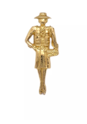 CHANEL Pre-Owned 1990-2000 Mademoiselle-motif brooch - Gold