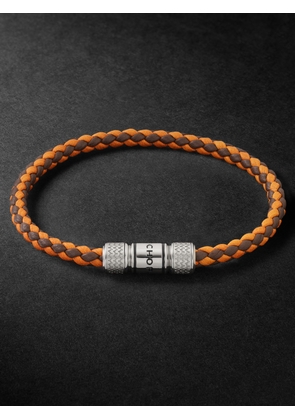 Chopard - Classic Racing Woven Leather and Silver-Tone Bracelet - Men - Orange