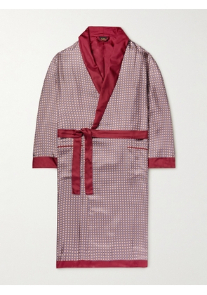 Sulka - Floral-Print Satin-Trimmed Silk-Twill Robe - Men - Red