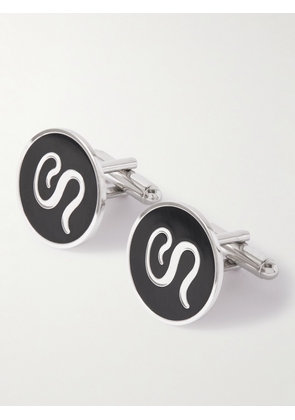 Sulka - Nickel-Plated and Enamel Cufflinks - Men - Black