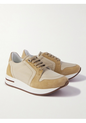 Loro Piana Kids - Walk Leather- and Suede-Panelled Mesh Sneakers - Men - Brown - IT 31