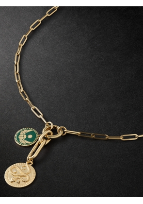 Foundrae - Classic 18-Karat Gold, Diamond and Enamel Chain Necklace - Men - Green