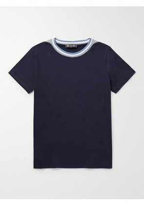 Loro Piana Kids - Contrast-Tipped Silk and Cotton-Blend T-Shirt - Men - Blue - Age 4