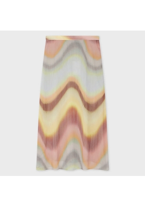 PS Paul Smith Women's 'Gradient Wave' Crinkle Georgette Midi Skirt Multicolour