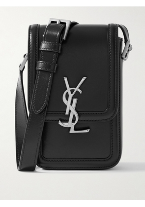 SAINT LAURENT - Solferino Mini Logo-Embellished Leather Messenger Bag - Men - Black