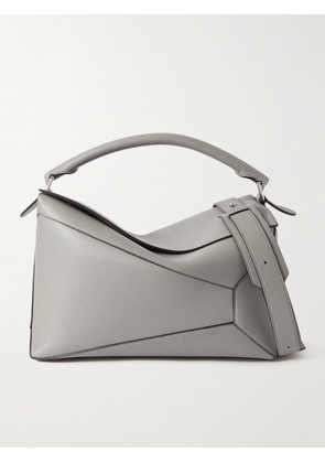 LOEWE - Puzzle Edge Large Logo-Debossed Full-Grain Leather Messenger Bag - Men - Gray