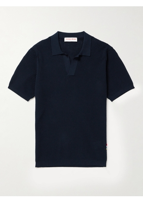 Orlebar Brown - Roddy Slim-Fit Camp-Collar Pointelle-Knit Polo Shirt - Men - Blue - S