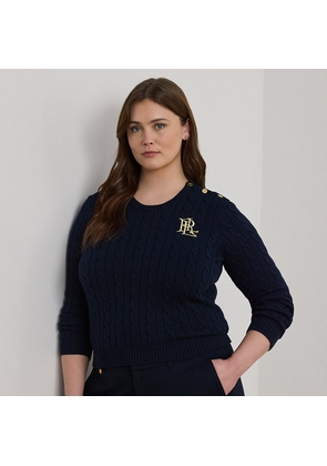 Curve - Button-Trim Cable-Knit Cotton Jumper