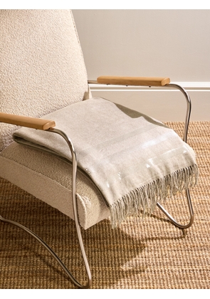 Brunello Cucinelli - Fringed Sequin-Embellished Striped Silk Blanket - Men - Neutrals
