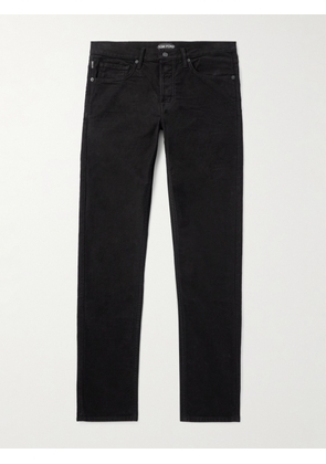 TOM FORD - Slim-Fit Cotton-Blend Moleskin Trousers - Men - Black - UK/US 30