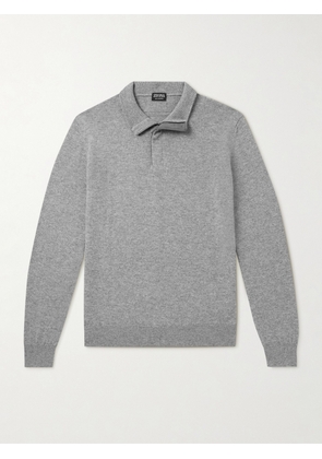 Zegna - Oasi Nubuck-Trimmed Cashmere Half-Zip Sweater - Men - Gray - IT 46