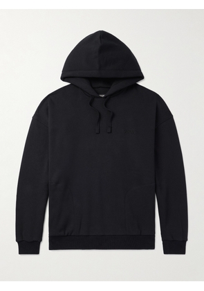 Zegna - Logo-Embroidered Cotton-Blend Jersey Hoodie - Men - Black - S