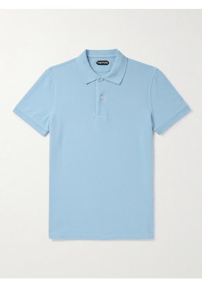 TOM FORD - Garment-Dyed Cotton-Piqué Polo Shirt - Men - Blue - IT 44