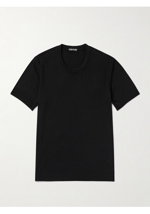 TOM FORD - Placed Rib Slim-Fit Lyocell and Cotton-Blend T-Shirt - Men - Black - IT 44