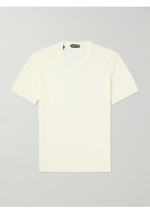 TOM FORD - Placed Rib Slim-Fit Lyocell and Cotton-Blend T-Shirt - Men - Neutrals - IT 44