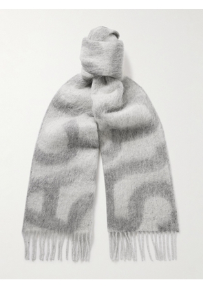 Acne Studios - Vandy Fringed Two-Tone Jacquard Scarf - Men - Gray