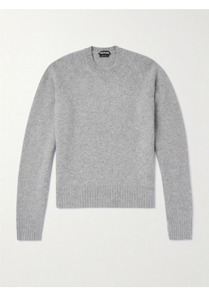 TOM FORD - Slim-Ft Logo-Embroidered Brushed-Cashmere Sweater - Men - Gray - IT 46