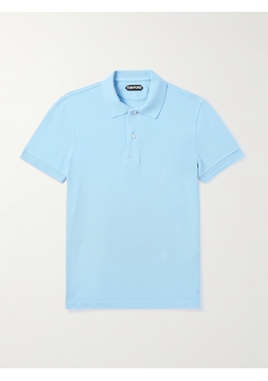 TOM FORD - Slim-Fit Garment-Dyed Cotton-Piqué Polo Shirt - Men - Blue - IT 44