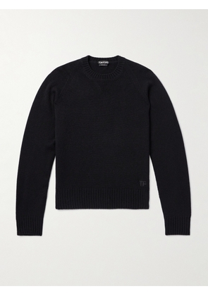 TOM FORD - Slim-Fit Logo-Embroidered Brushed-Cashmere Sweater - Men - Black - IT 44