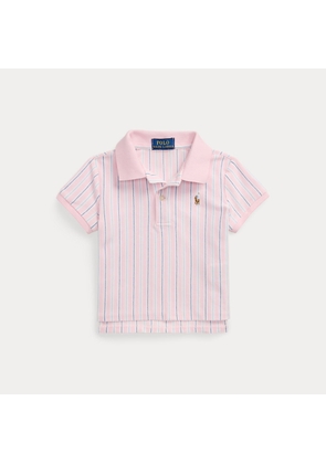 Striped Oxford Mesh Boxy Polo Shirt