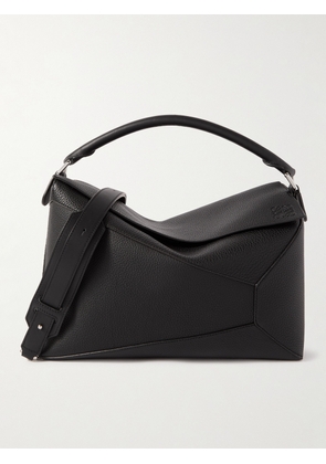 LOEWE - Puzzle Edge Large Logo-Debossed Full-Grain Leather Messenger Bag - Men - Black
