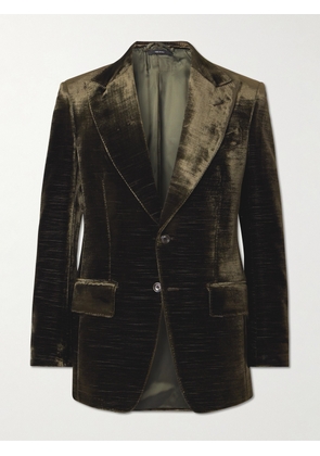 TOM FORD - Atticus Slim-Fit Cotton-Velvet Blazer - Men - Green - IT 46
