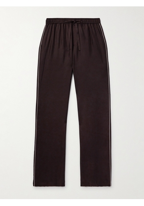 Dolce&Gabbana - Logo-Embroidered Silk-Twill Pyjama Bottoms - Men - Brown - IT 46