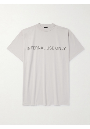 Balenciaga - Inside Out Oversized Distressed Logo-Print Cotton-Jersey T-Shirt - Men - Neutrals - 1