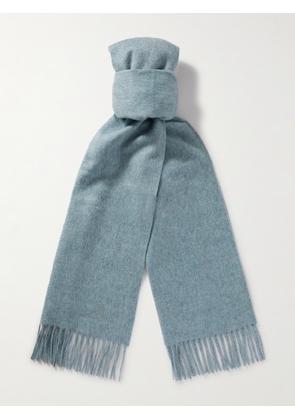 Loro Piana - Logo-Embroidered Fringed Cashmere Scarf - Men - Blue