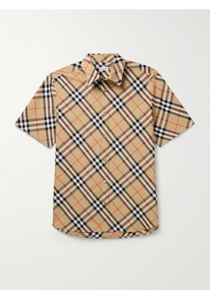 Burberry - Checked Cotton-Poplin Shirt - Men - Neutrals - XS