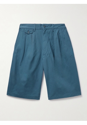 Beams Plus - Wide-Leg Pleated Cotton-Twill Shorts - Men - Blue - S