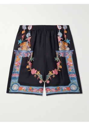 Versace - Straight-Leg Printed Silk-Twill Shorts - Men - Black - IT 46