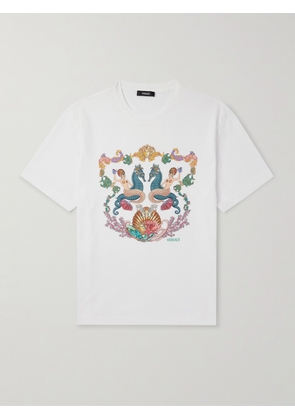 Versace - Logo-Print Cotton-Jersey T-Shirt - Men - White - XS