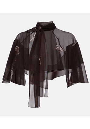 Prada Cropped floral georgette top