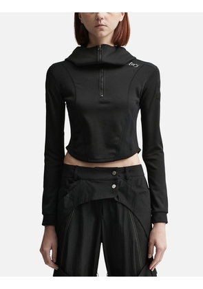 PATCH HIGH-NECK HOODIE TOP