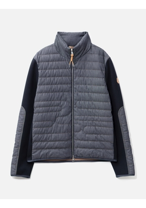 Padded Snake-Quilted Denim Cardigan