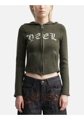 Ribbed Knit Zip-up Hoodie