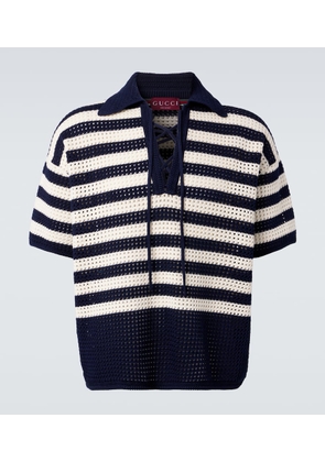 Gucci Striped crochet cotton polo shirt