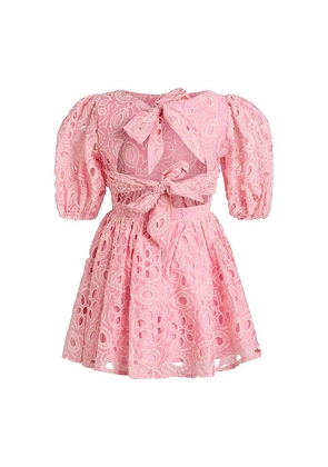Bardot Junior Kids Margo Broderie Mini Dress in Pink. Size 5. Also in 6, 7.