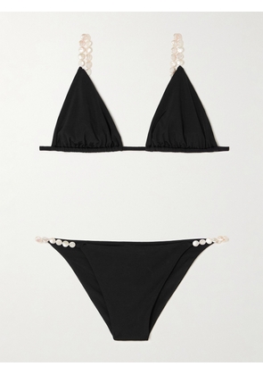 Sara Cristina - Pearl-embellished Bikini - Black - x small,small,medium,large,x large
