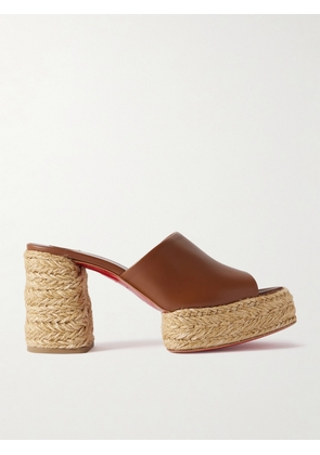 Christian Louboutin - Calakala 85 Leather Espadrille Platform Mules - Brown - IT36,IT37,IT38,IT39,IT40,IT41,IT42