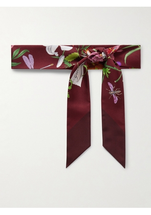 Gucci - Flora Printed Silk-twill Scarf - Burgundy - One size
