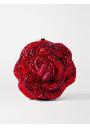 Judith Leiber Couture - Rose American Beauty Crystal-embellished Gold-tone Clutch - Red - One size