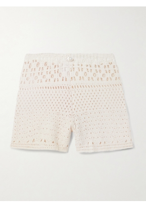 Sara Cristina - Playa Pearl-embellished Crocheted Cotton Shorts - Ivory - x small,small,medium,large,x large
