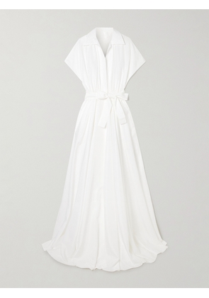 Norma Kamali - Belted Pleated Poplin Gown - White - x small,small,medium,large,x large