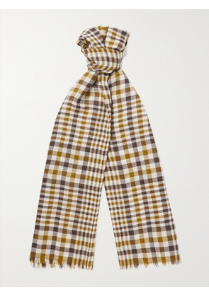 Loro Piana - Fringed Checked Cashmere Scarf - Men - Yellow