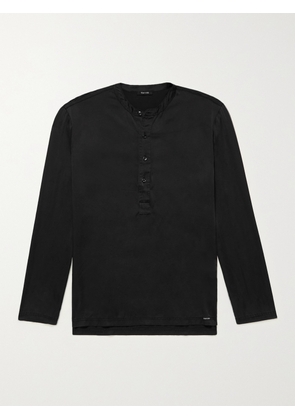 TOM FORD - Stretch-Silk Satin Henley Pyjama Top - Men - Black - S