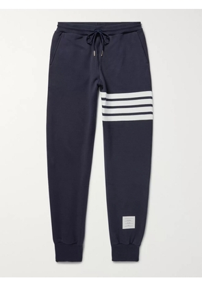 Thom Browne - Tapered Striped Loopback Cotton-Jersey Sweatpants - Men - Blue - 0